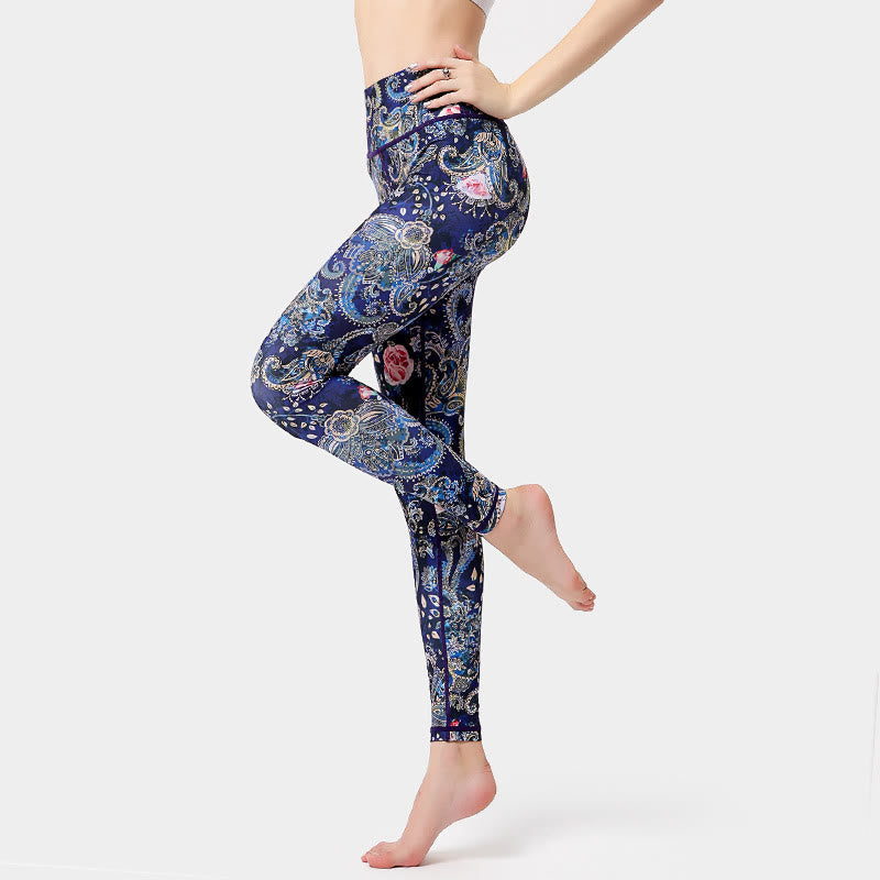 Pantaloni da yoga Olivenorma a vita alta con stampa floreale vintage - image 2
