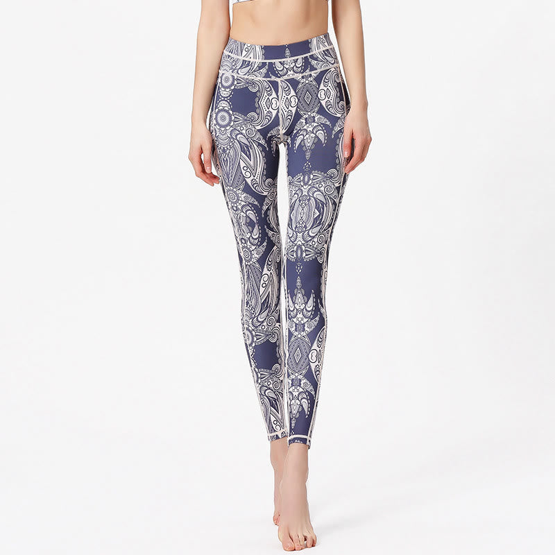 Pantaloni da yoga a vita alta con stampa di fiori e foglie Olivenorma - image 2