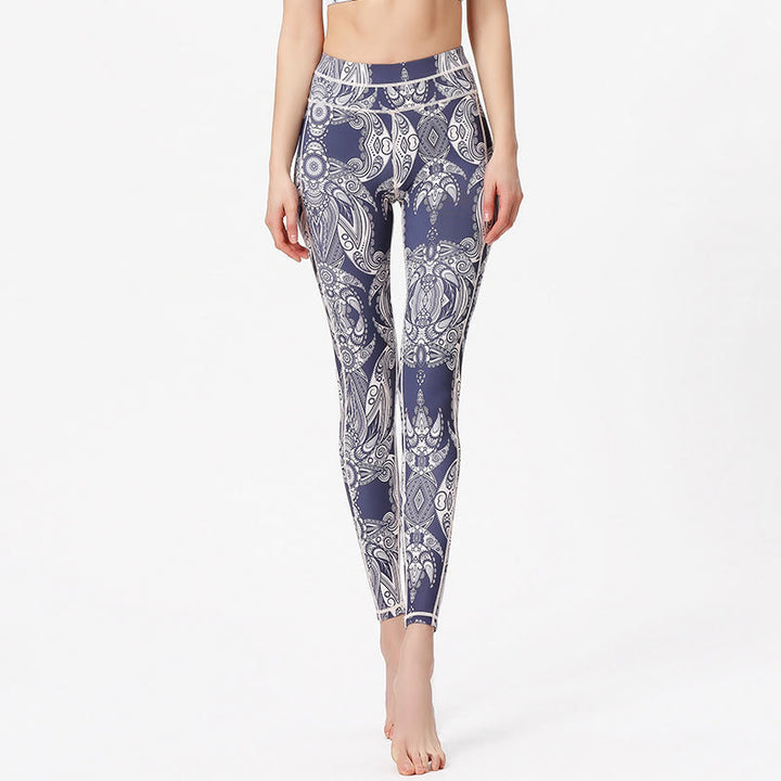Pantaloni da yoga a vita alta con stampa di fiori e foglie Olivenorma - image 2
