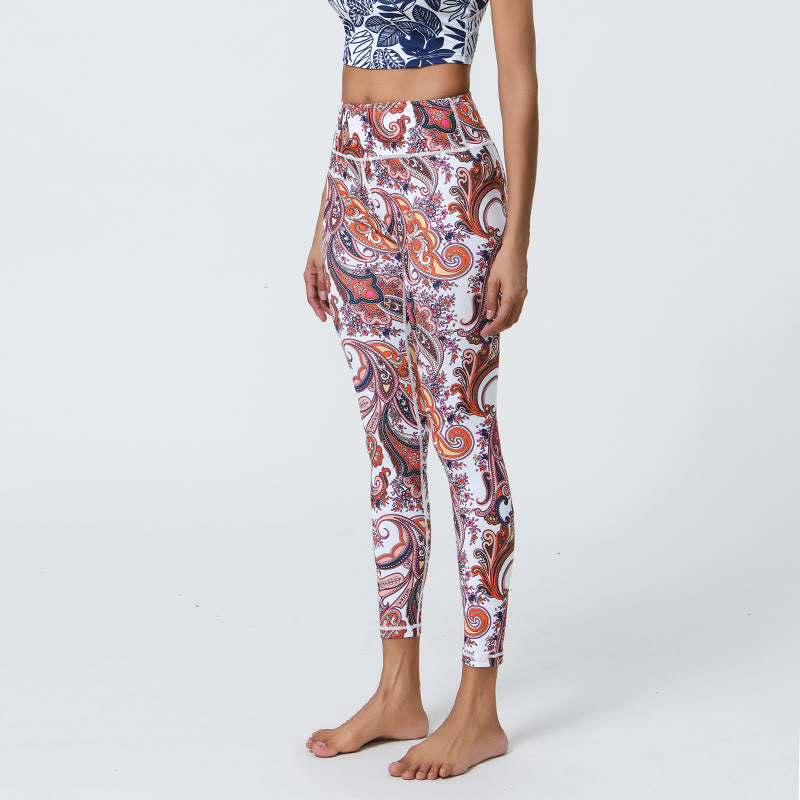 Pantaloni da yoga Olivenorma a vita alta con stampa paisley vivace - XL - image 2