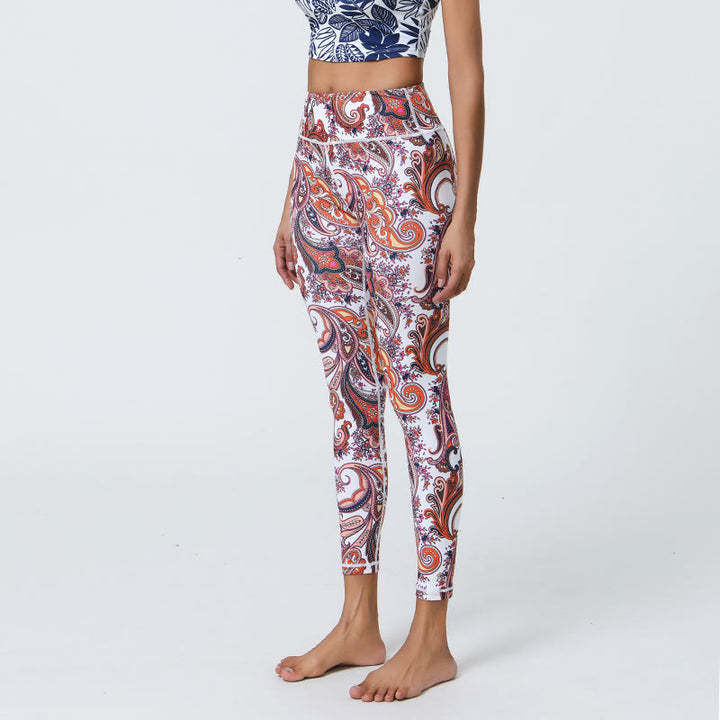 Pantaloni da yoga Olivenorma a vita alta con stampa paisley vivace - XL - image 2