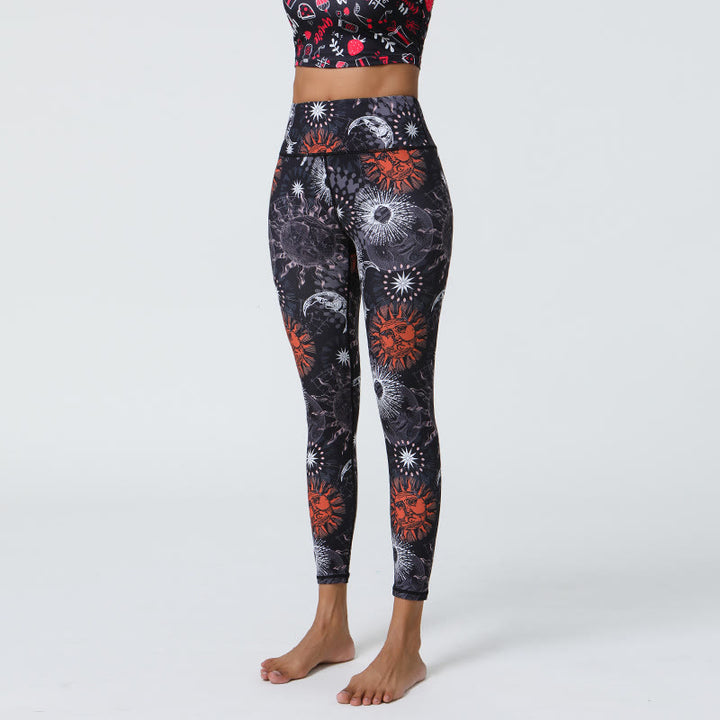 Pantaloni da yoga a vita alta con stampa sole e luna Olivenorma - Nero - XL - image 6