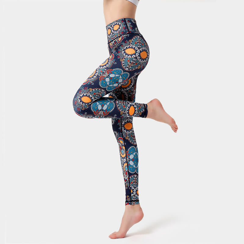 Pantaloni da yoga a vita alta con motivo floreale Olivenorma - XL - image 1