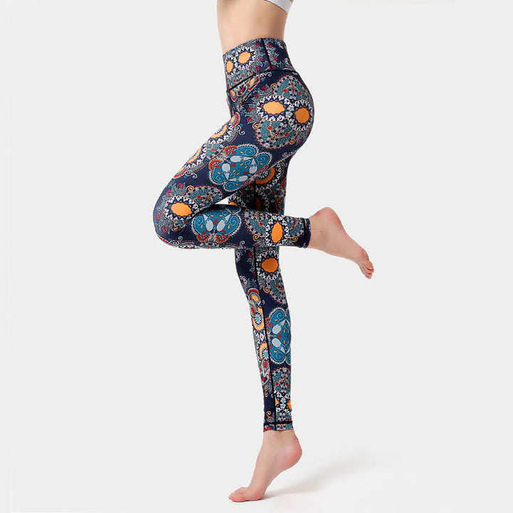 Pantaloni da yoga a vita alta con motivo floreale Olivenorma - XL - image 1