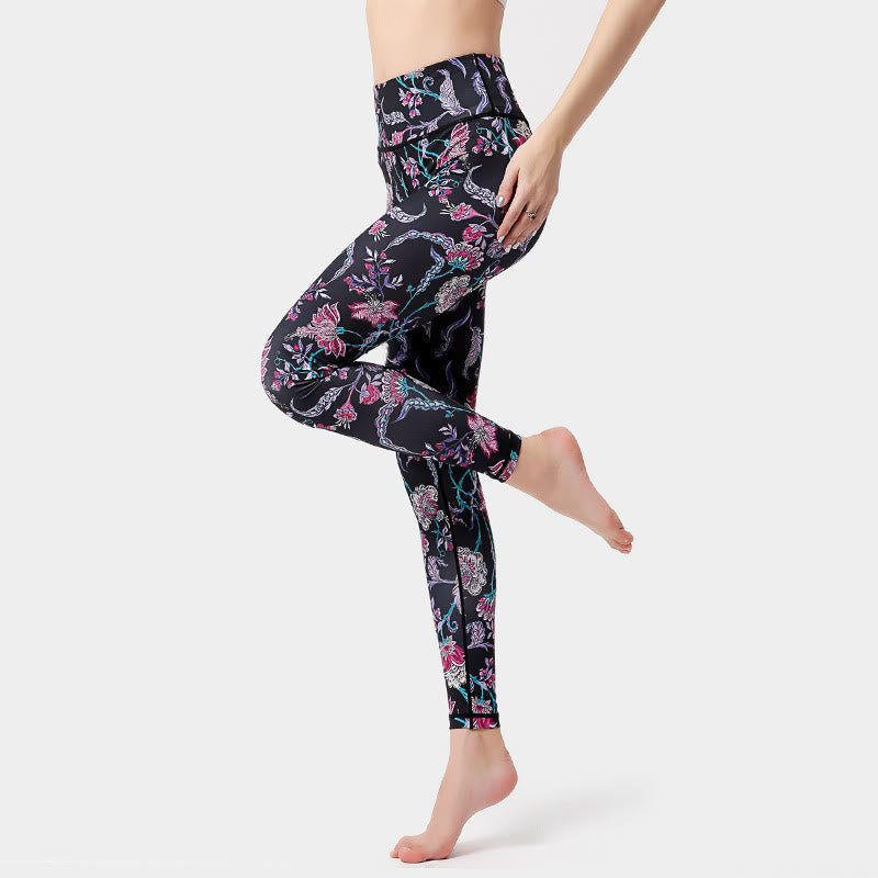 Pantaloni da yoga a vita alta con stampa floreale vivace Olivenorma - XL - image 2