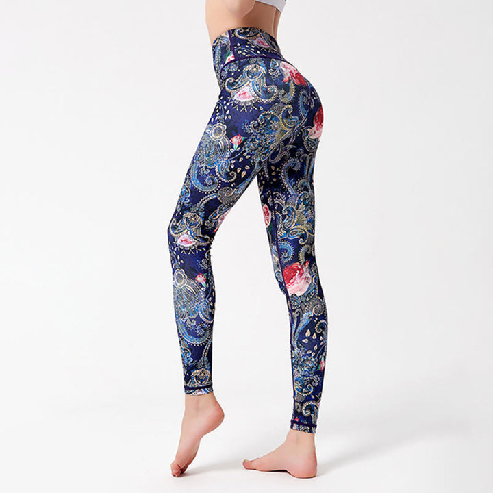 Pantaloni da yoga Olivenorma a vita alta con stampa floreale vintage - image 1