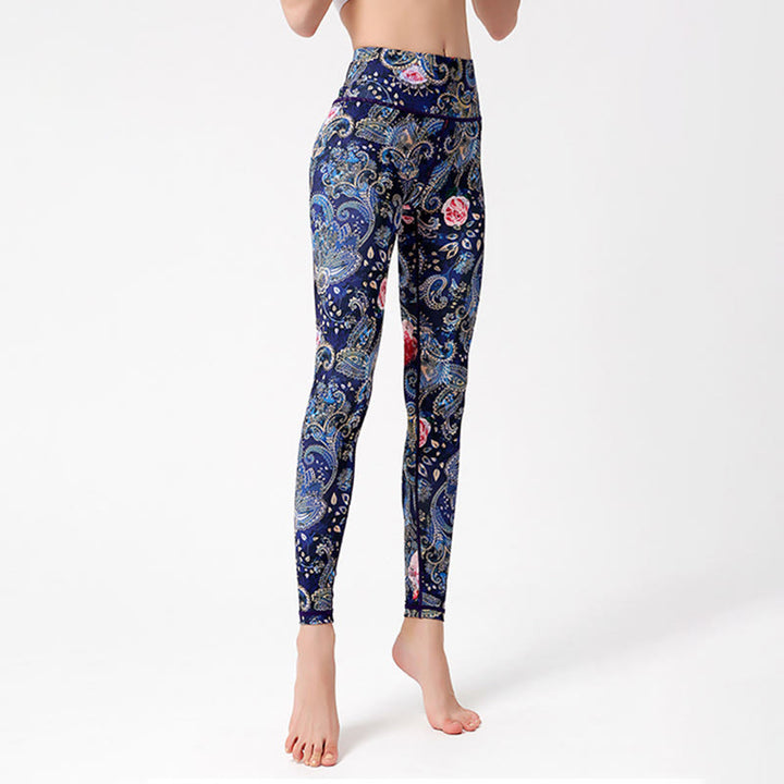 Pantaloni da yoga Olivenorma a vita alta con stampa floreale vintage - image 3