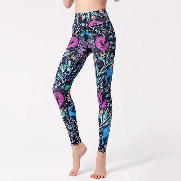Pantaloni da yoga Olivenorma a vita alta con stampa ispirata alla natura - image 1