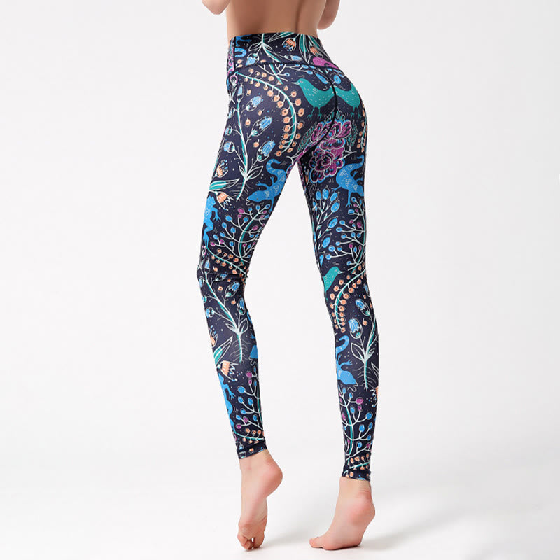 Pantaloni da yoga Olivenorma a vita alta con stampa ispirata alla natura - image 3