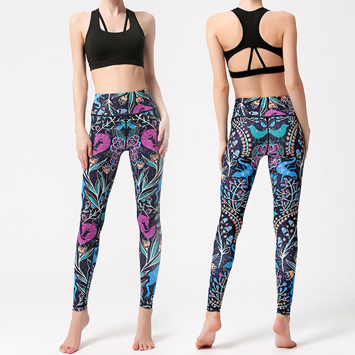 Pantaloni da yoga Olivenorma a vita alta con stampa ispirata alla natura - image 4