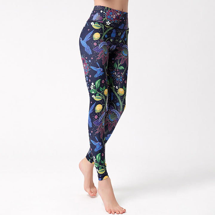 Pantaloni da yoga Olivenorma a vita alta con stampa ispirata al giardino - image 4