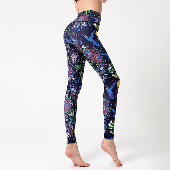 Pantaloni da yoga Olivenorma a vita alta con stampa ispirata al giardino - image 1
