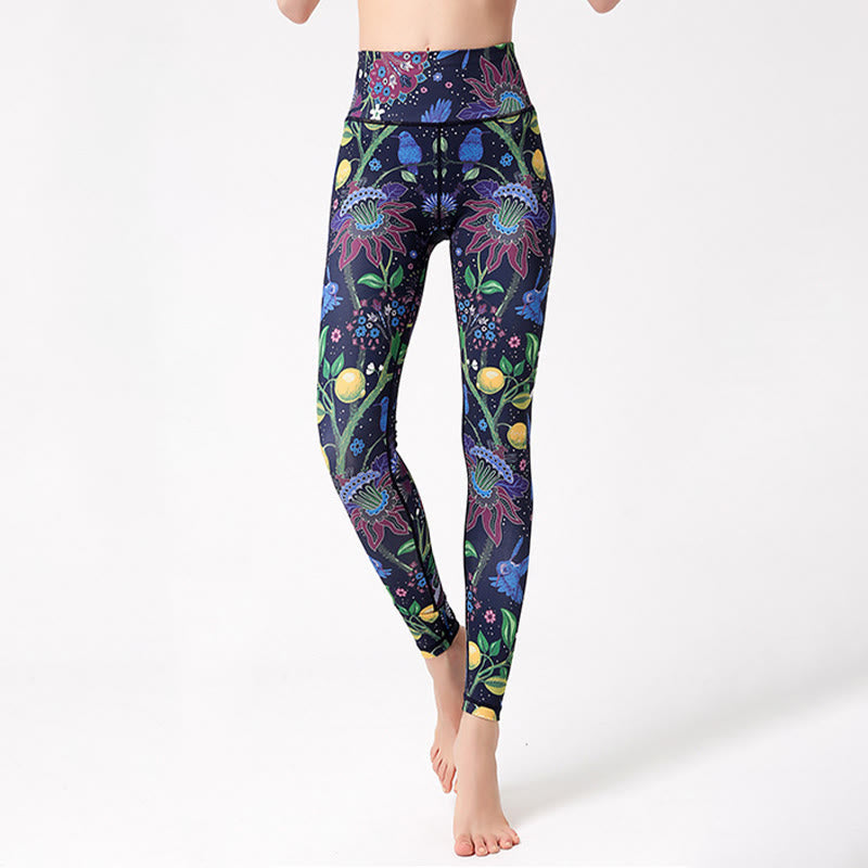 Pantaloni da yoga Olivenorma a vita alta con stampa ispirata al giardino - image 2