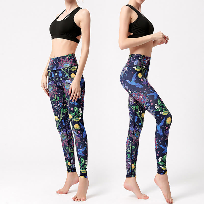 Pantaloni da yoga Olivenorma a vita alta con stampa ispirata al giardino - image 5
