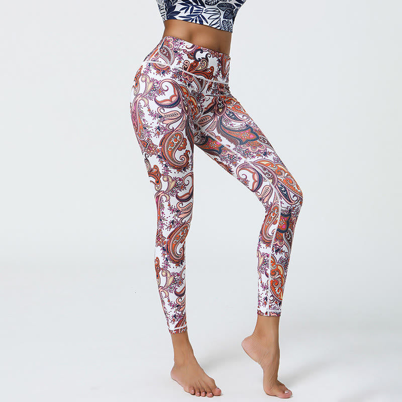 Pantaloni da yoga Olivenorma a vita alta con stampa paisley vivace - image 3