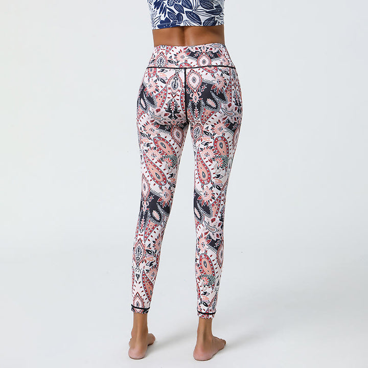 Pantaloni da yoga eleganti con stampa paisley a vita alta Olivenorma - image 3