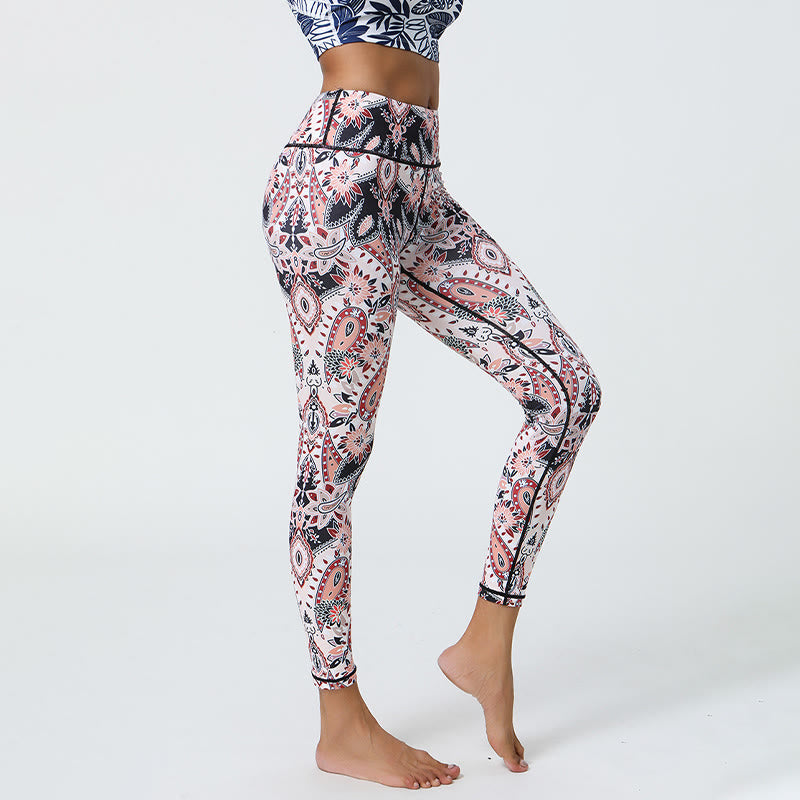 Pantaloni da yoga eleganti con stampa paisley a vita alta Olivenorma - image 1