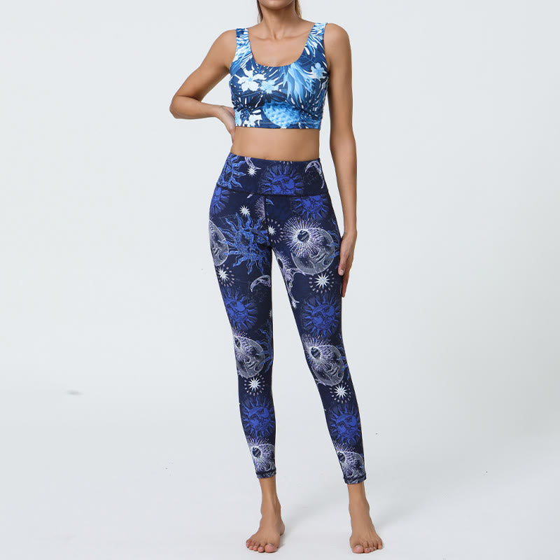 Pantaloni da yoga a vita alta con stampa sole e luna Olivenorma - image 3