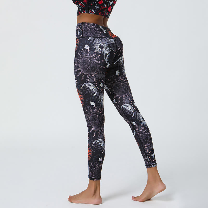 Pantaloni da yoga a vita alta con stampa sole e luna Olivenorma - image 4