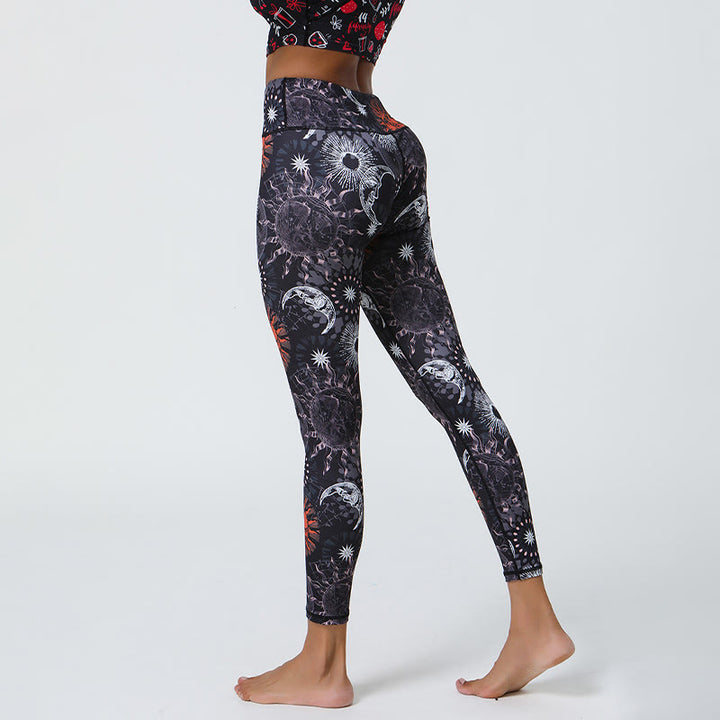 Pantaloni da yoga a vita alta con stampa sole e luna Olivenorma - image 4