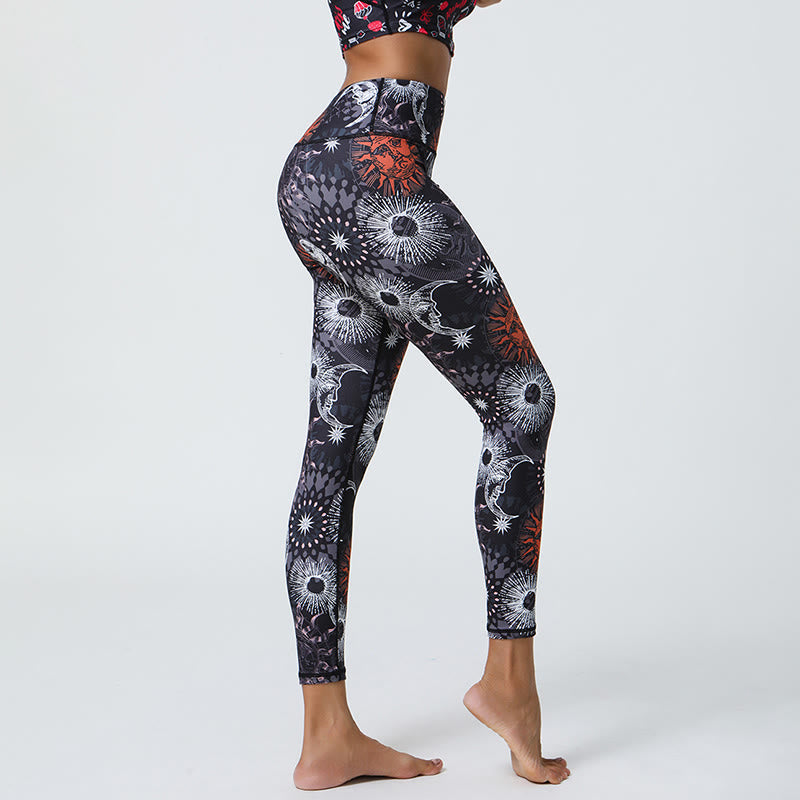 Pantaloni da yoga a vita alta con stampa sole e luna Olivenorma - image 5