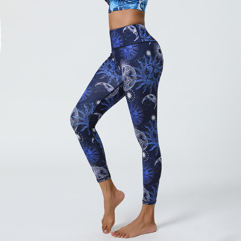 Pantaloni da yoga a vita alta con stampa sole e luna Olivenorma - image 0