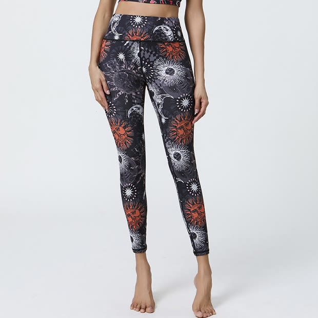 Pantaloni da yoga a vita alta con stampa sole e luna Olivenorma - image 7