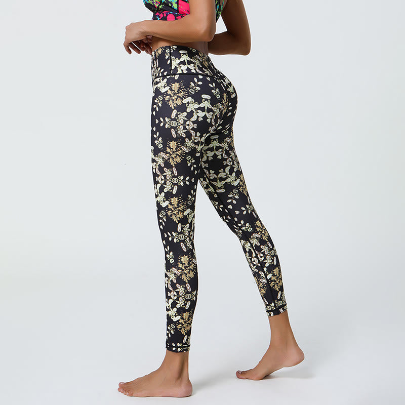 Pantaloni da yoga con stampa floreale geometrica a vita alta Olivenorma - image 5