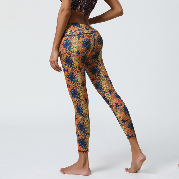 Pantaloni da yoga con stampa floreale geometrica a vita alta Olivenorma - image 2