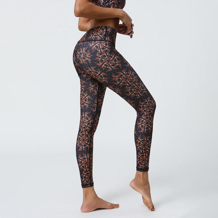 Pantaloni da yoga con stampa floreale geometrica a vita alta Olivenorma - image 11