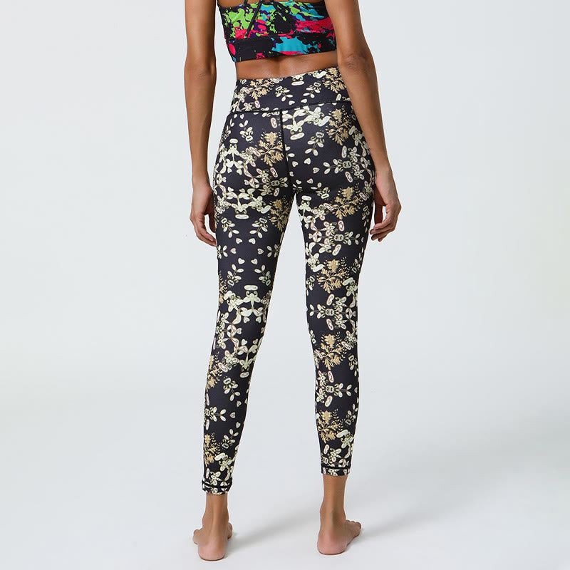 Pantaloni da yoga con stampa floreale geometrica a vita alta Olivenorma - image 6