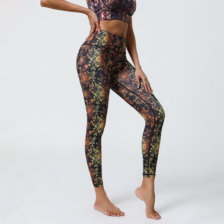 Pantaloni da yoga con stampa floreale geometrica a vita alta Olivenorma - image 7
