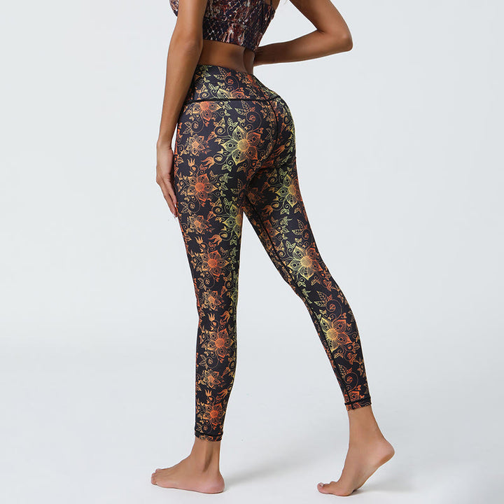 Pantaloni da yoga con stampa floreale geometrica a vita alta Olivenorma - image 9