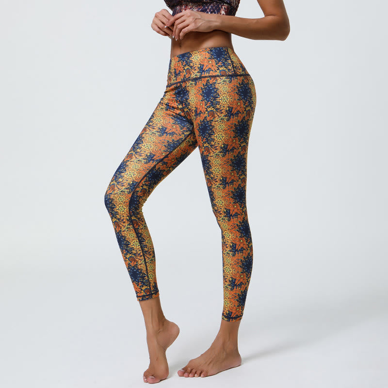 Pantaloni da yoga con stampa floreale geometrica a vita alta Olivenorma - image 0