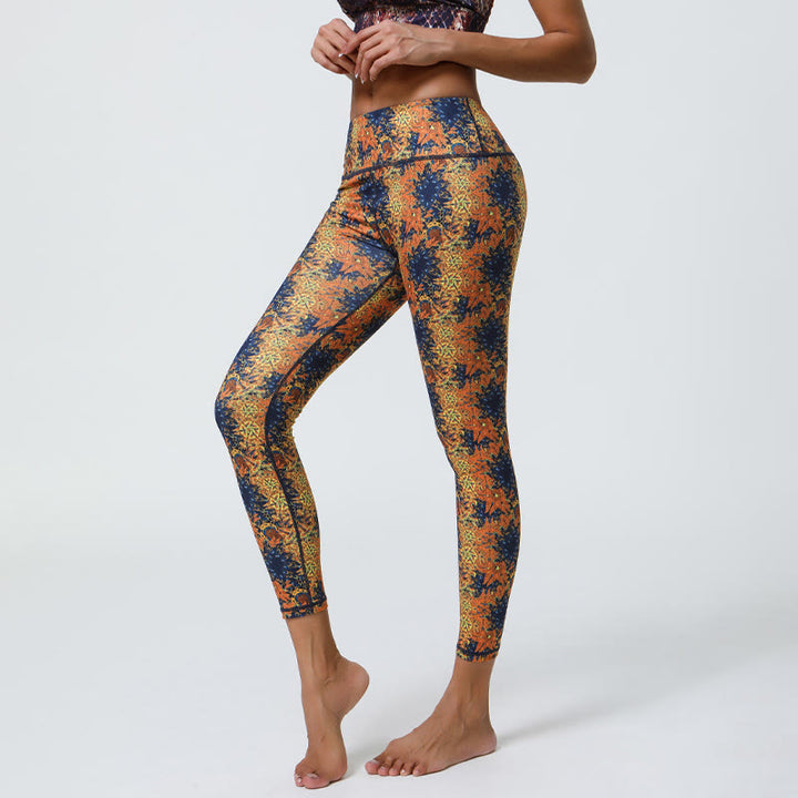 Pantaloni da yoga con stampa floreale geometrica a vita alta Olivenorma - image 0