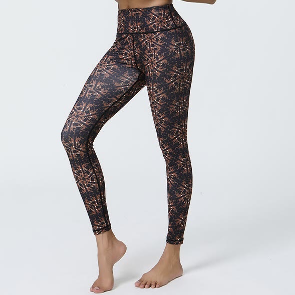 Pantaloni da yoga con stampa floreale geometrica a vita alta Olivenorma - image 10