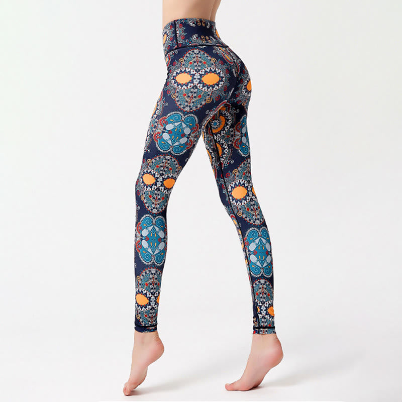 Pantaloni da yoga a vita alta con motivo floreale Olivenorma - image 0