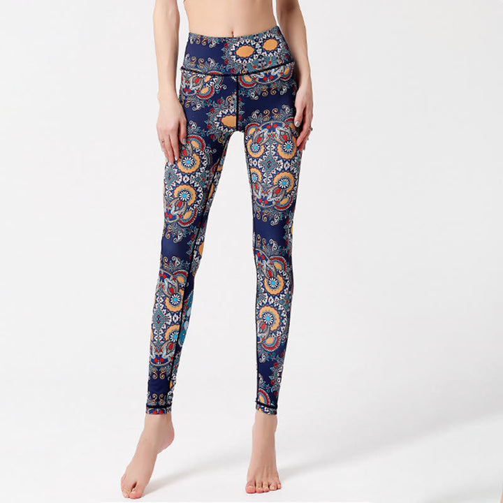 Pantaloni da yoga a vita alta con motivo floreale Olivenorma - image 2