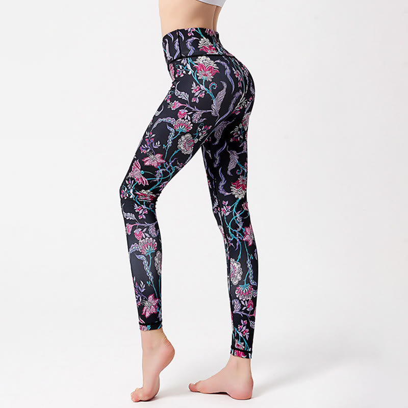 Pantaloni da yoga a vita alta con stampa floreale vivace Olivenorma - image 0