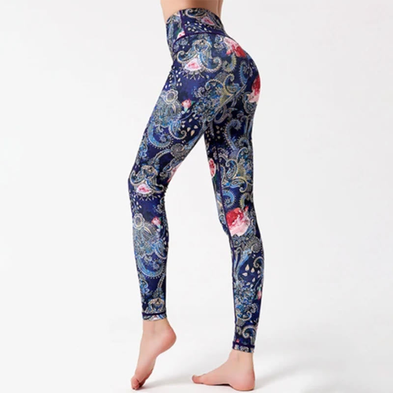 Pantaloni da yoga Olivenorma a vita alta con stampa floreale vintage - XL - image 0