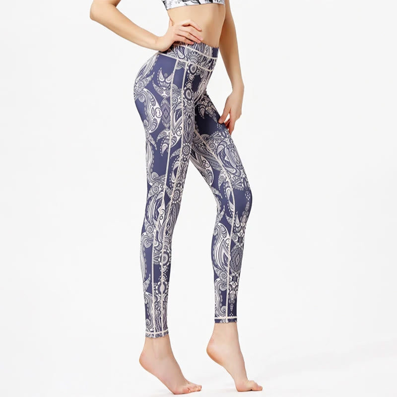 Pantaloni da yoga a vita alta con stampa di fiori e foglie Olivenorma - XL - image 0