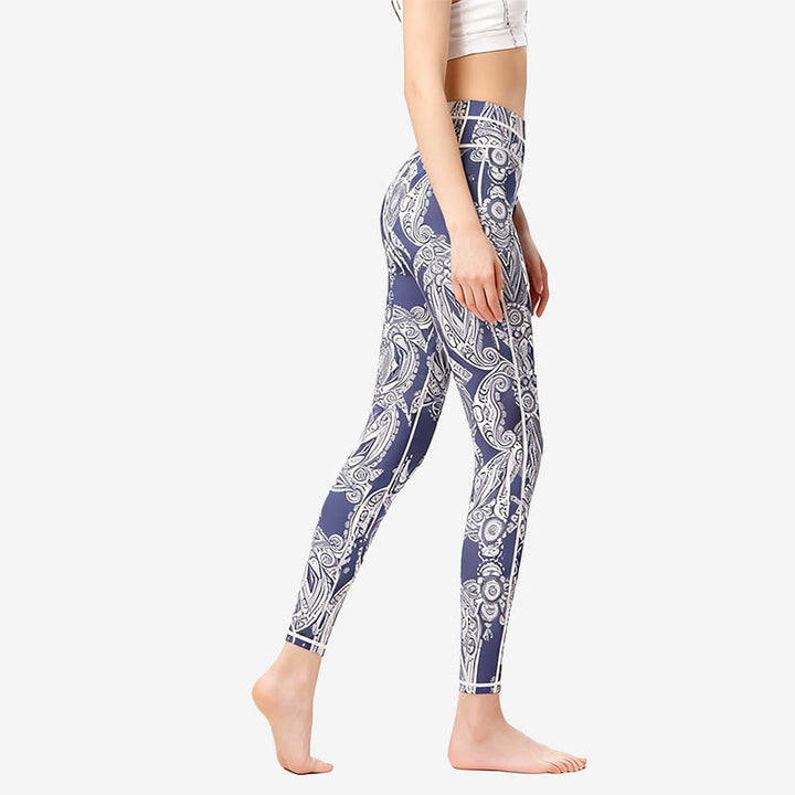 Pantaloni da yoga a vita alta con stampa di fiori e foglie Olivenorma - image 1