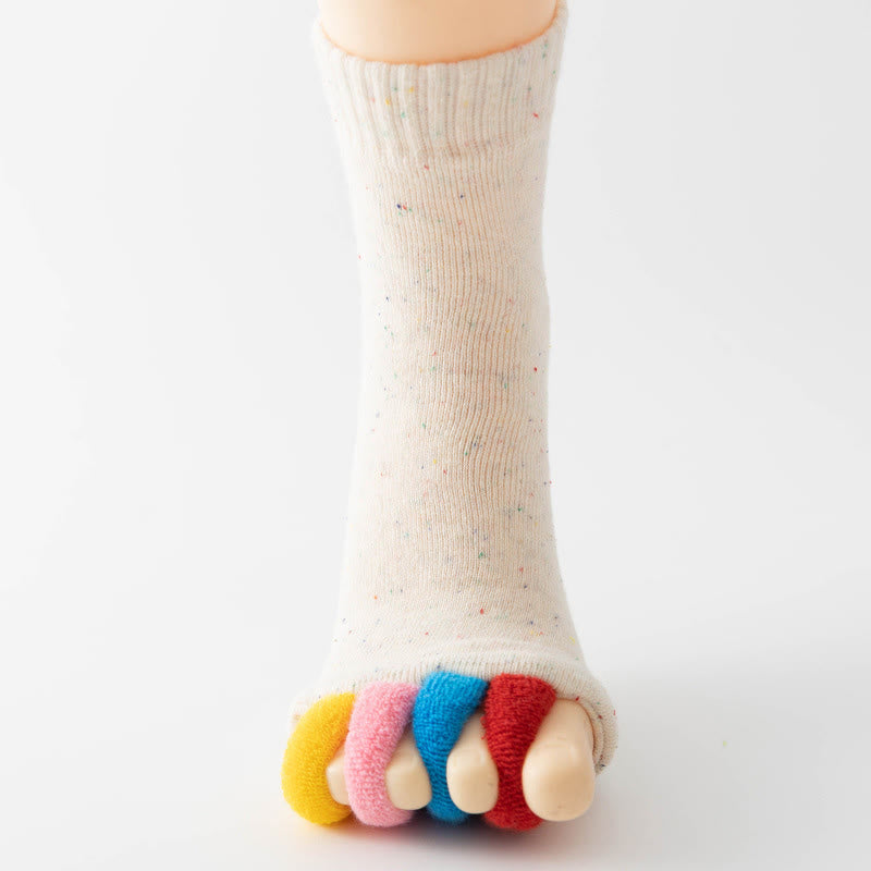 Calzini Olivenorma colorati a cinque dita, traspiranti, con separazione delle dita antiscivolo, ideali per Pilates, Barre, Fitness, per equilibrio e stabilità, e per lo yoga. - Bianco - 10 paia - image 5