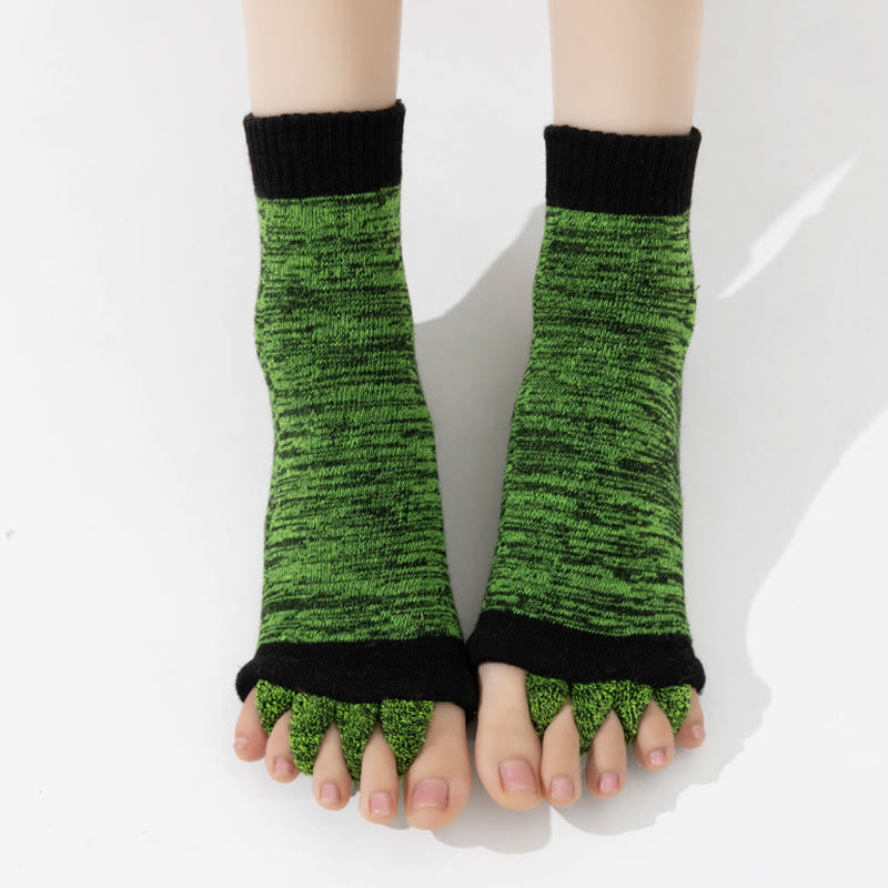 Calzini Olivenorma colorati a cinque dita, traspiranti, con separazione delle dita antiscivolo, ideali per Pilates, Barre, Fitness, per equilibrio e stabilità, e per lo yoga. - Verde - 10 paia - image 6