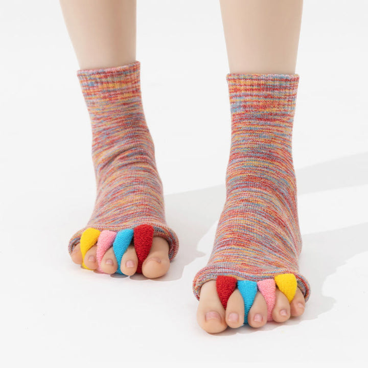 Calzini Olivenorma colorati a cinque dita, traspiranti, con separazione delle dita antiscivolo, ideali per Pilates, Barre, Fitness, per equilibrio e stabilità, e per lo yoga. - Rosa - 10 paia - image 0