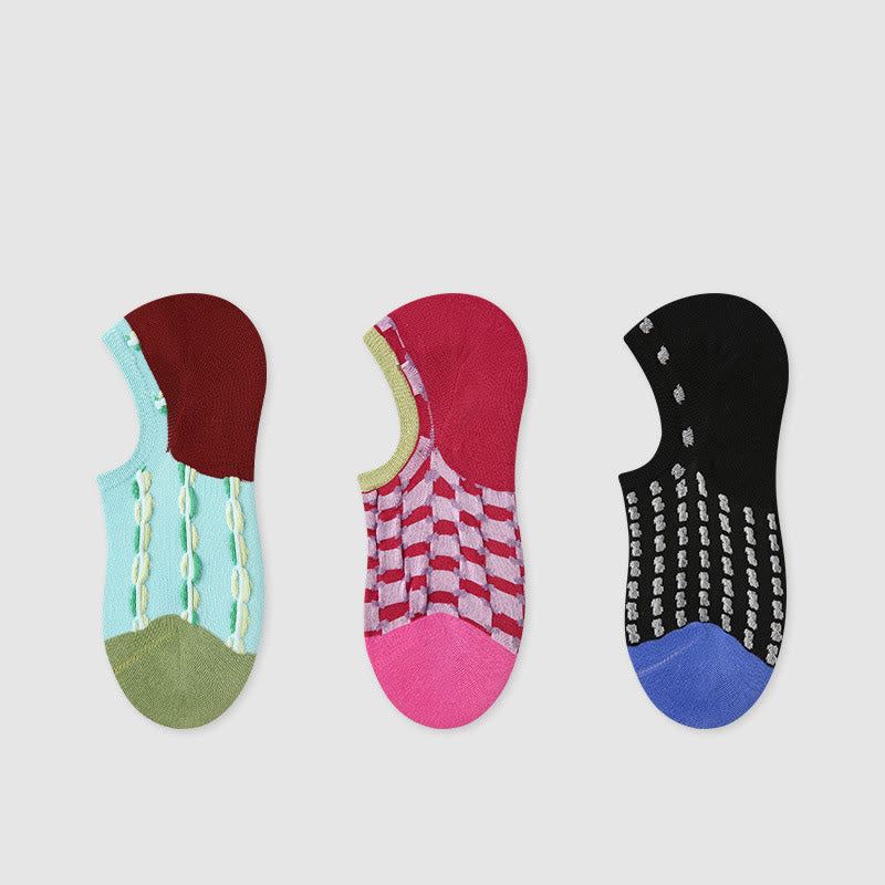Olivenorma 3 paia di calzini da pilates leggeri, traspiranti, elasticizzati in cotone per barre, yoga e comfort quotidiano per allenamento e yoga - Blu/Rosso/Nero - image 0