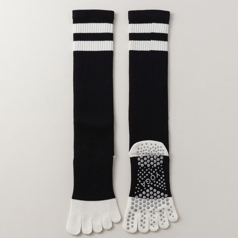 Calze Olivenorma a cinque dita traspiranti con separazione delle dita antiscivolo per Pilates, Barre, Fitness, da donna, con design confortevole in cotone, calze yoga - Nero - 10 paia - image 24