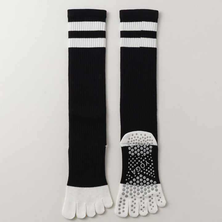 Calze Olivenorma a cinque dita traspiranti con separazione delle dita antiscivolo per Pilates, Barre, Fitness, da donna, con design confortevole in cotone, calze yoga - Nero - 10 paia - image 24