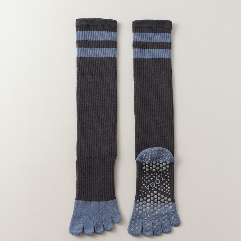 Calze Olivenorma a cinque dita traspiranti con separazione delle dita antiscivolo per Pilates, Barre, Fitness, da donna, con design confortevole in cotone, calze yoga - Grigio - 10 paia - image 13