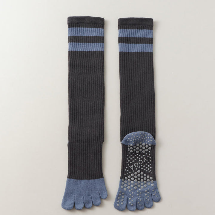 Calze Olivenorma a cinque dita traspiranti con separazione delle dita antiscivolo per Pilates, Barre, Fitness, da donna, con design confortevole in cotone, calze yoga - Grigio - 10 paia - image 13